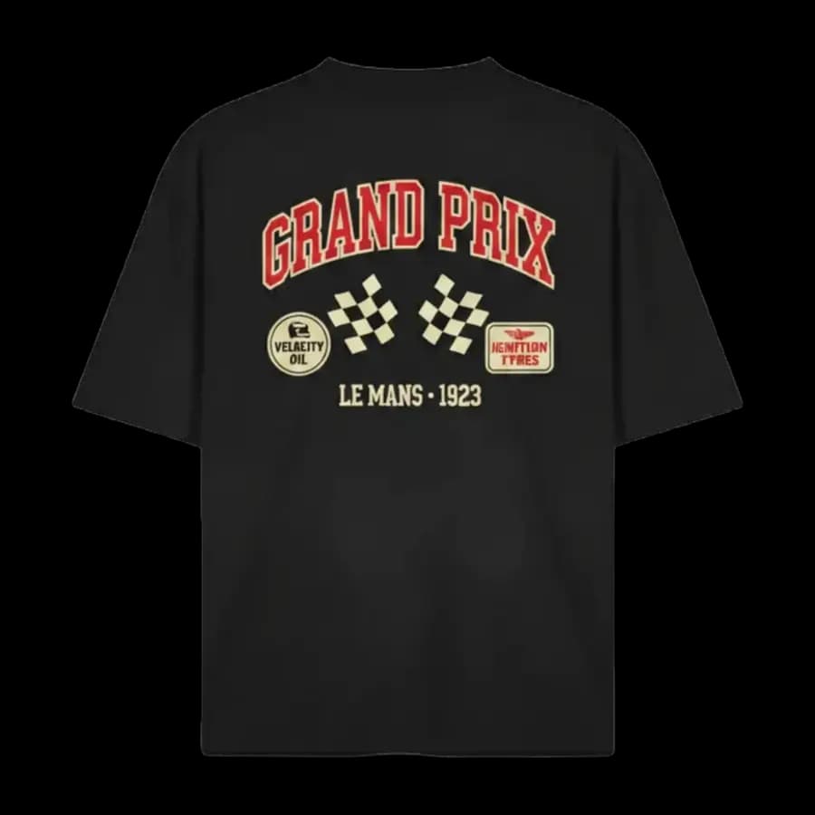 T-shirt noir personnalisé, visuel racing Grand Prix imprimé au dos