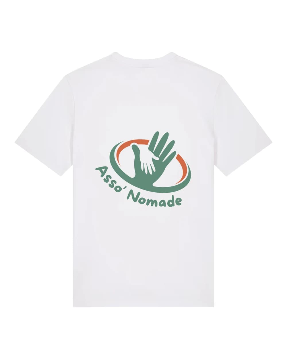 T-shirt d'association personnalisé blanc, logo de l'association imprimé dans le dos