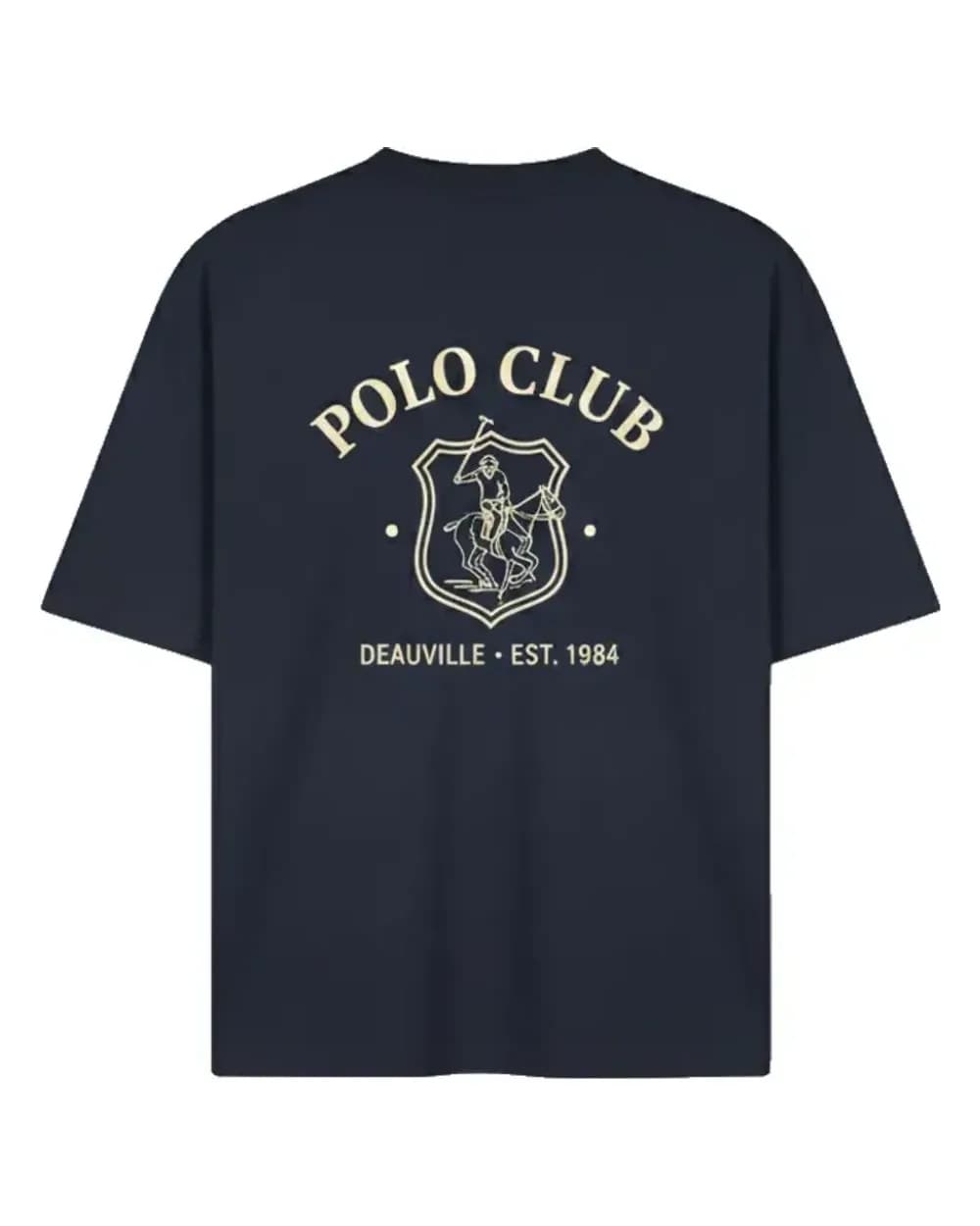 T-shirt bleu marine personnalisé, écusson Polo Club au dos