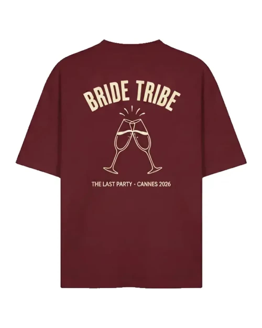 T-shirt EVJF personnalisé bordeaux, marquage Bride Tribe pour la team de la future mariée