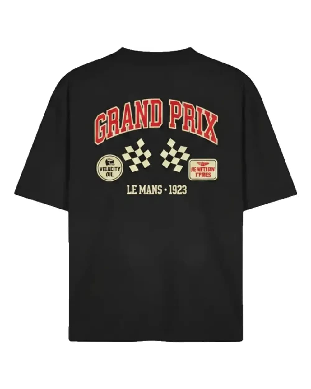 T-shirt noir personnalisé, visuel racing Grand Prix Le Mans imprimé au dos