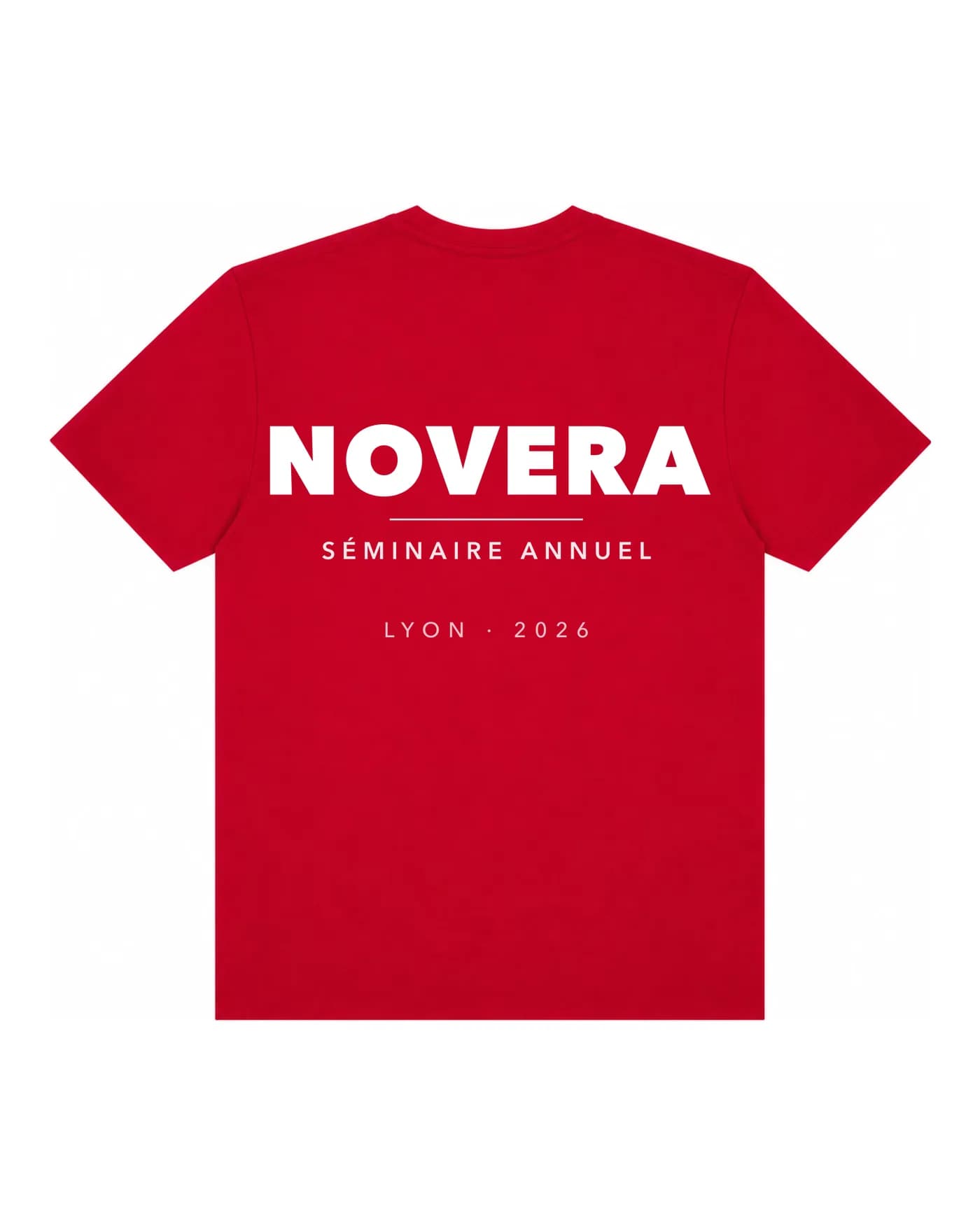 T-shirt de team building personnalisé rouge, même logo d’entreprise pour une seconde équipe