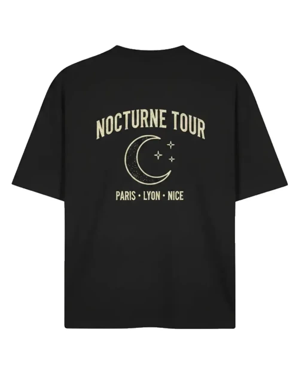T-shirt noir personnalisé, visuel tournée Nocturne Tour au dos