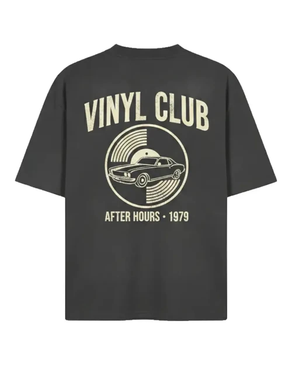 T-shirt anthracite personnalisé, visuel Vinyl Club au dos
