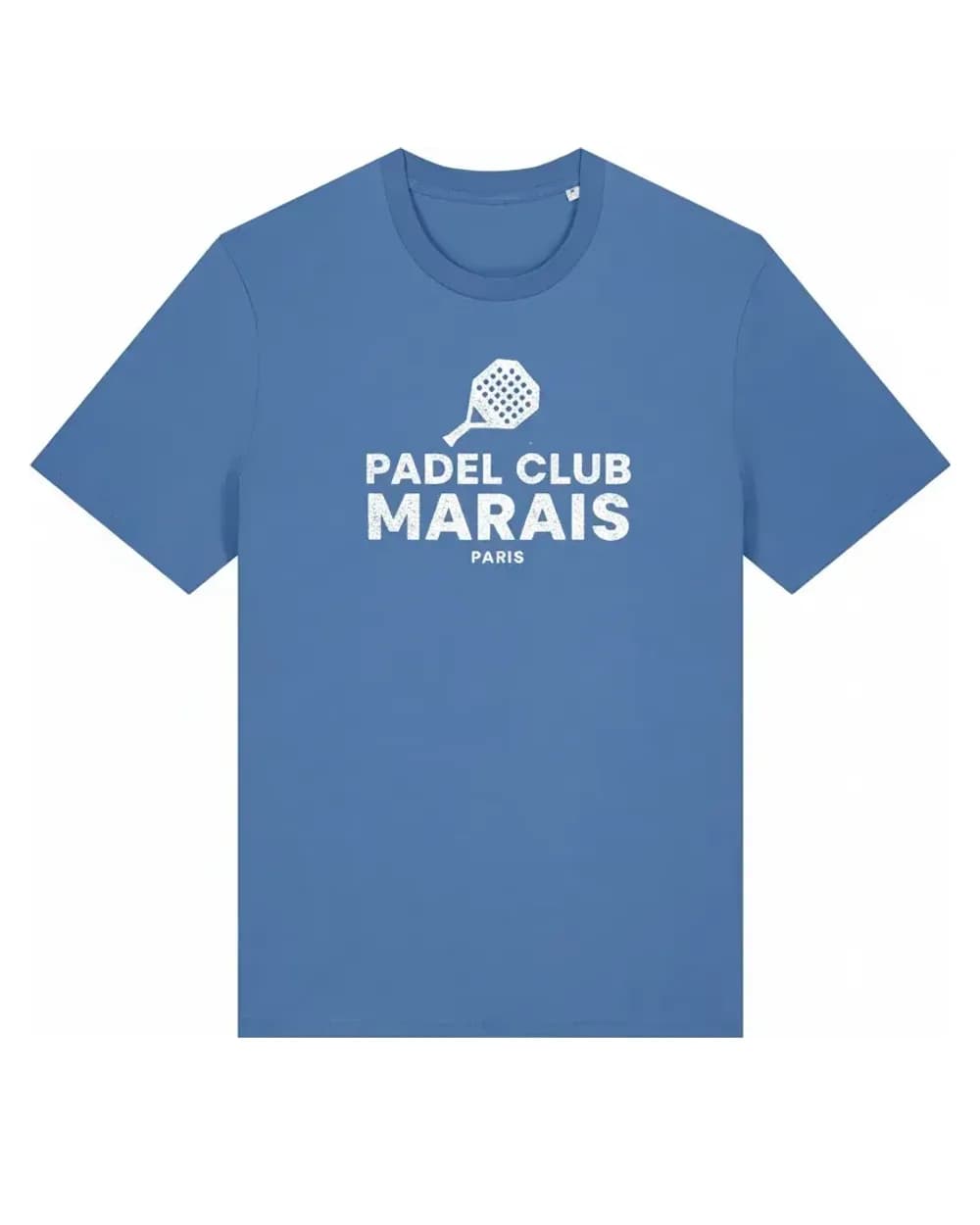 Sérigraphie en aplat sur un t-shirt bleu, encre dense