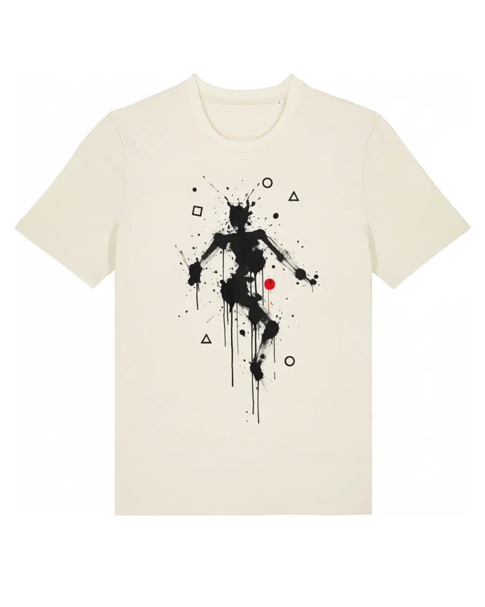 T-shirt écru personnalisé, motif abstrait imprimé en DTF