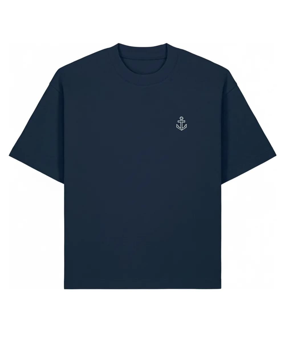 T-shirt bleu marine personnalisé, picto ancre minimaliste