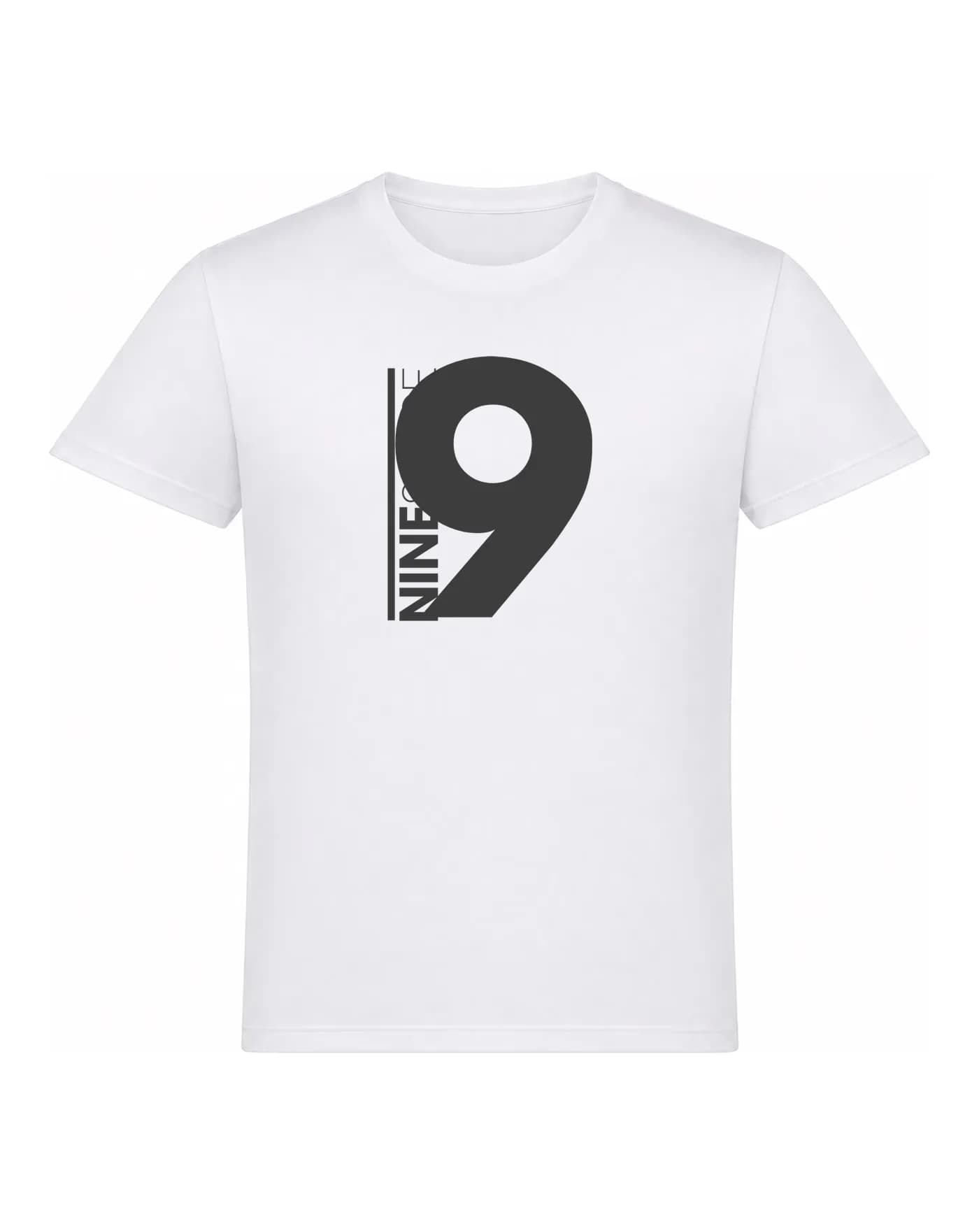 T-shirt de sport blanc en maille technique, numéro de joueur imprimé sur la poitrine