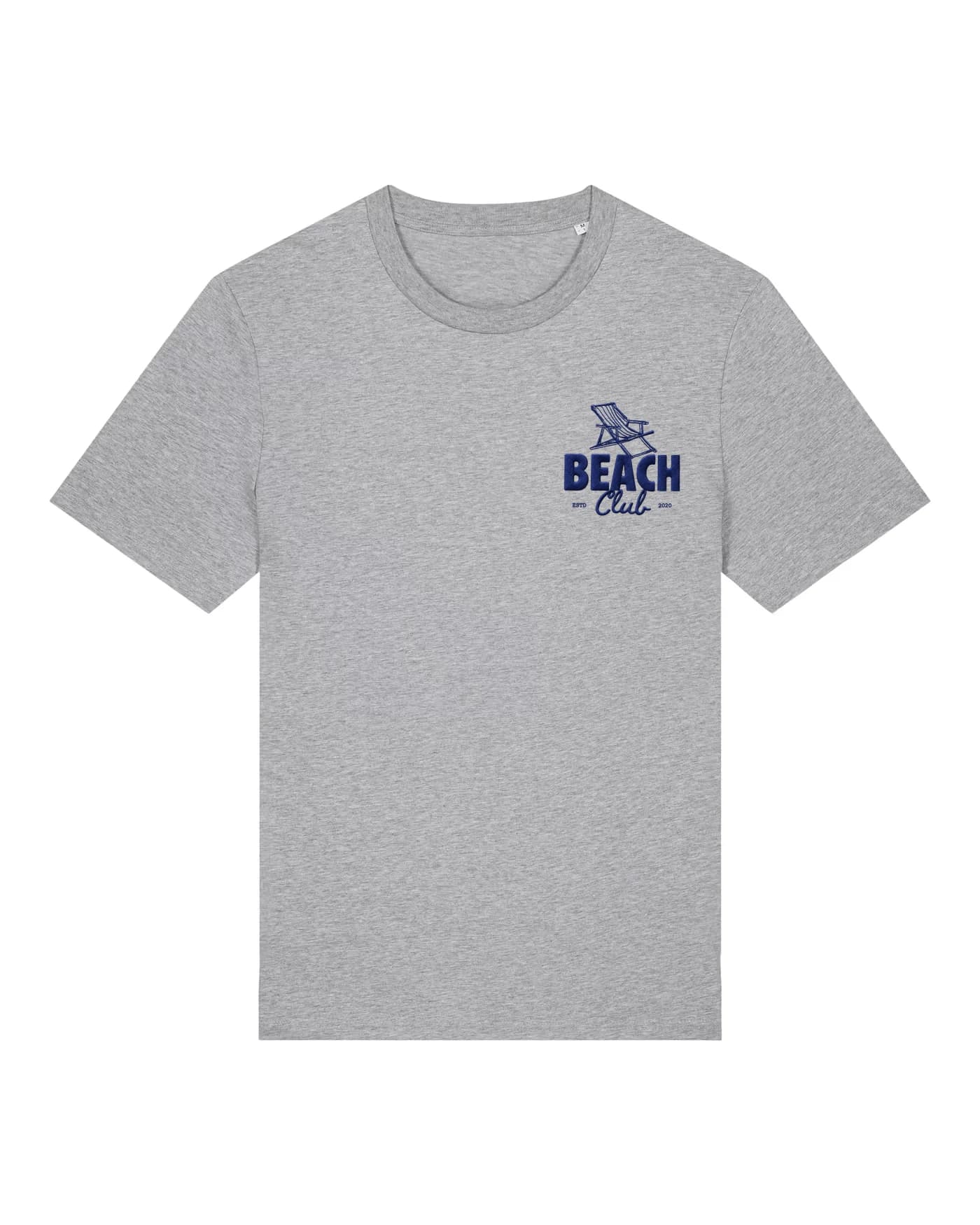 T-shirt gris chiné brodé côté cœur dans notre atelier en France