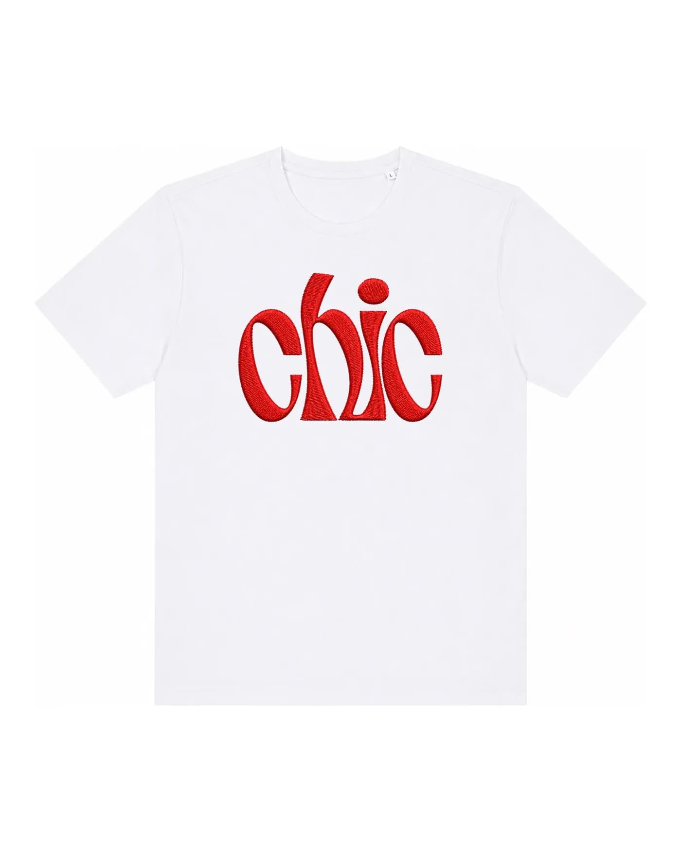 T-shirt blanc avec un wordmark brodé, relief du fil dans la maille