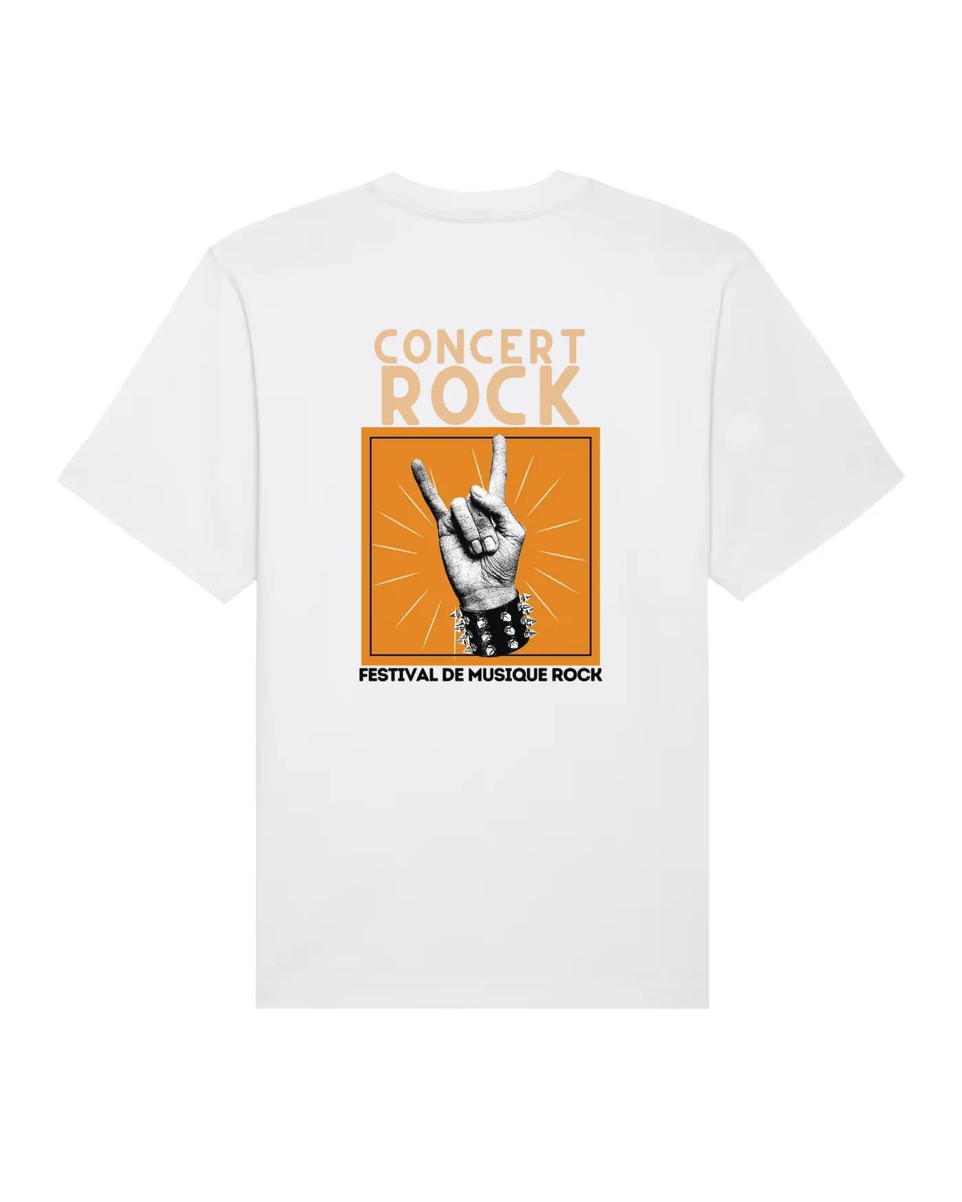 T-shirt blanc avec une affiche de concert imprimée en couleurs dans le dos