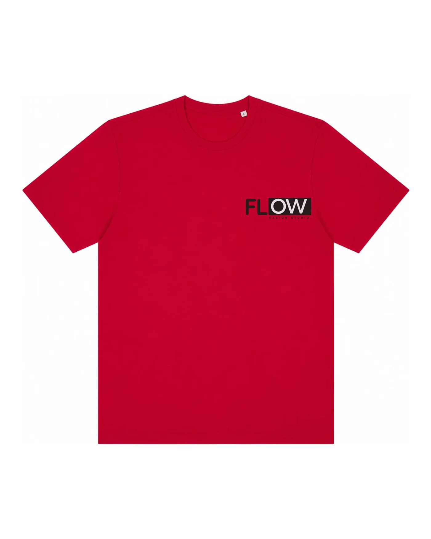 T-shirt rouge avec un marquage en deux couleurs côté cœur