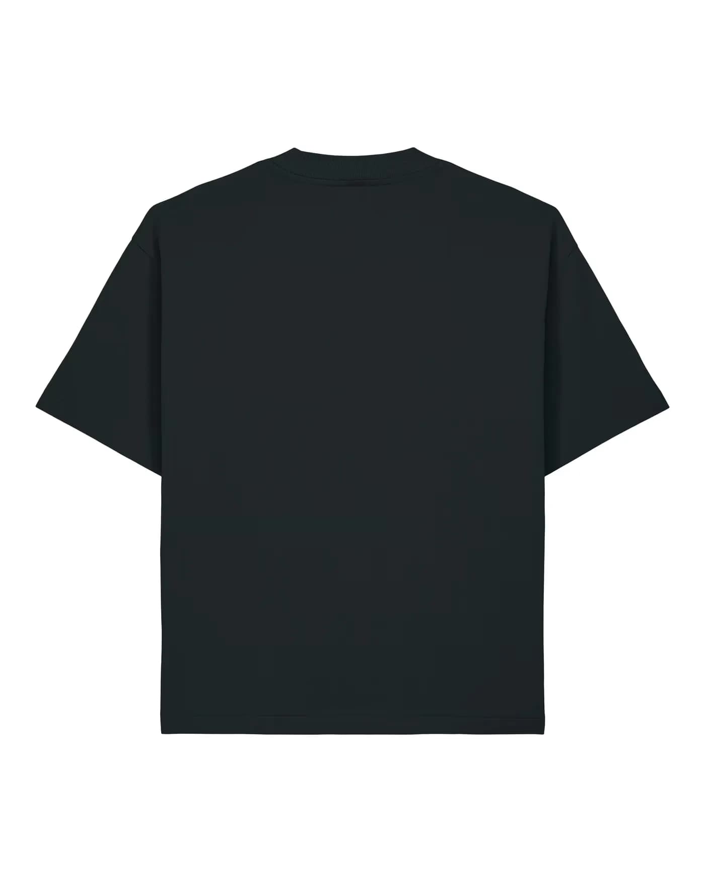 Tour Eiffel imprimée en blanc sur la poitrine d’un t-shirt noir, t-shirt nu
