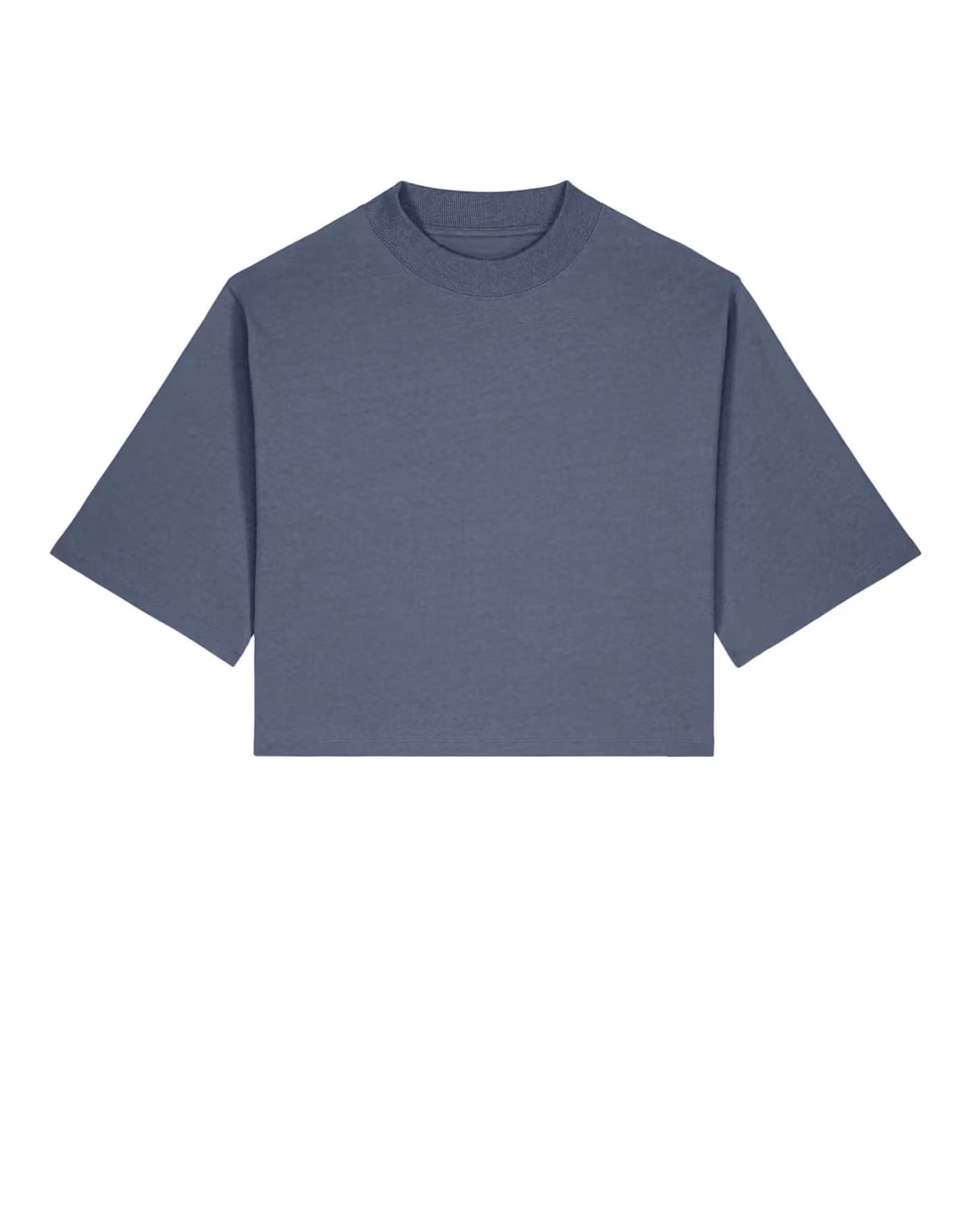 T-shirt Ninon à personnaliser, coupe crop en coton bio 200 g/m², coloris bleu-gris